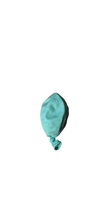 Liten turkos handgjord stressboll med transparent bakgrund